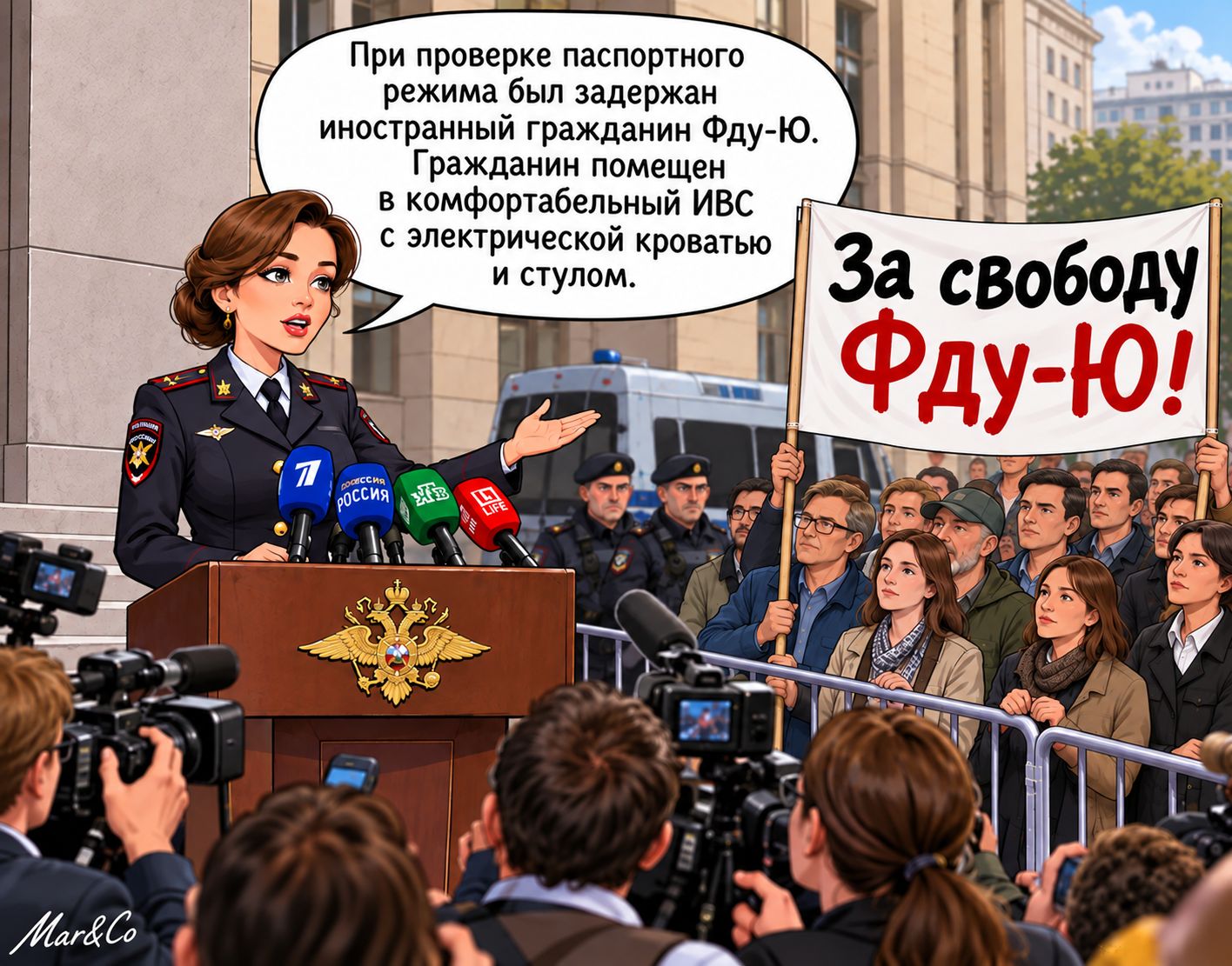 При проверке паспортного режима был задержан иностранный гражданин Фду-Ю. Гражданин помещен в комфортабельный ИВС с электрической кроватью и стулом. За свободу Фду-Ю!