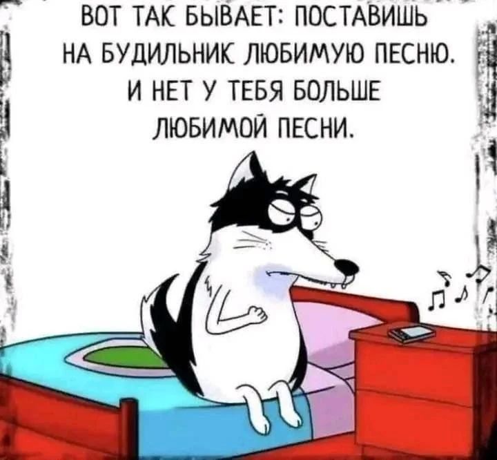 ВОТ ТАК БЫВАЕТ: ПОСТАВИШЬ НА БУДИЛЬНИК ЛЮБИМУЮ ПЕСНЮ. И НЕТ У ТЕБЯ БОЛЬШЕ ЛЮБИМОЙ ПЕСНИ.