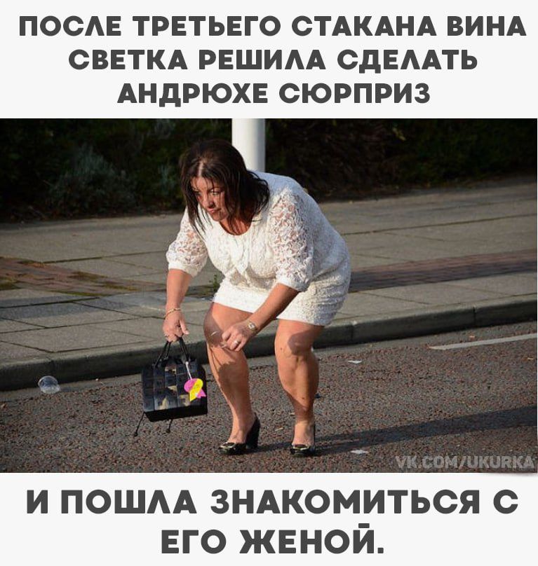 ПОСЛЕ ТРЕТЬЕГО СТАКАНА ВИНА СВЕТКА РЕШИЛА СДЕЛАТЬ АНДРЮХЕ СЮРПРИЗ И ПОШЛА ЗНАКОМИТЬСЯ С ЕГО ЖЕНОЙ.