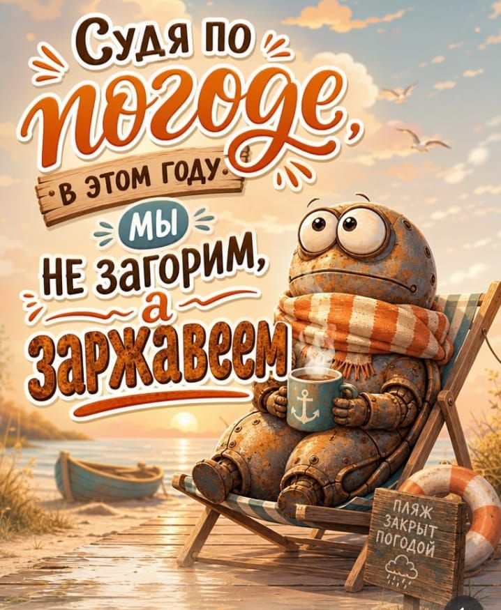 Судя по погоде, в этом году мы не загорим, а заржавеем! Пляж закрыт погодой.