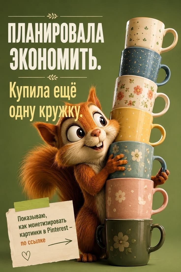 ПЛАНИРОВАЛА ЭКОНОМИТЬ. Купила ещё одну кружку. Показываю, как монетизировать картинки в Pinterest — по ссылке
