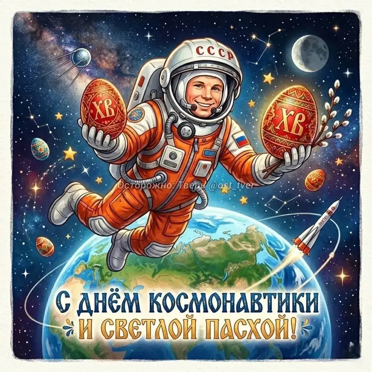 СССР Осторожно: Тверь @ost_tver С днём космонавтики И СВЕТЛОЙ ПАСХОЙ!