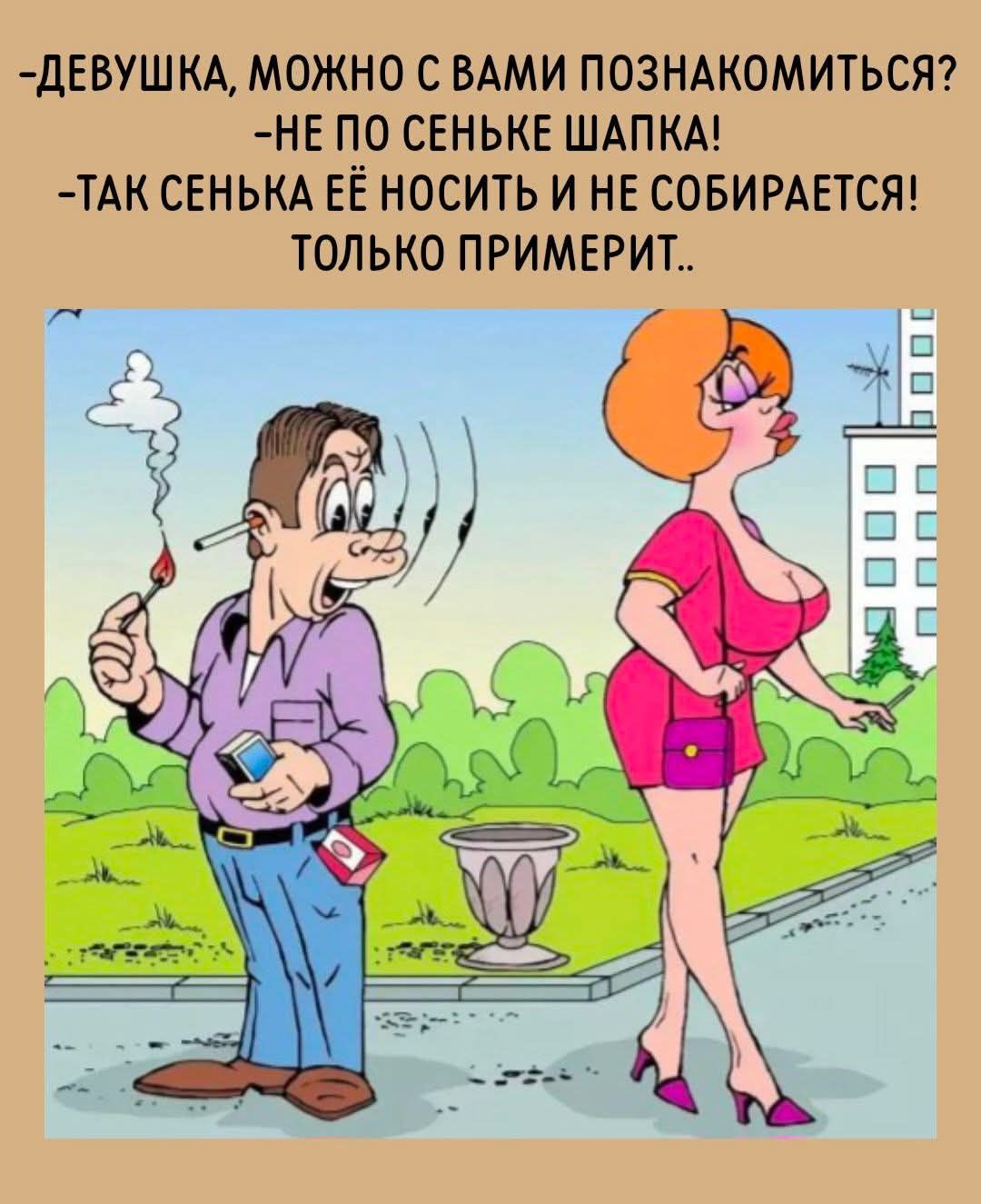 ДЕВУШКА, МОЖНО С ВАМИ ПОЗНАКОМИТЬСЯ? НЕ ПО СЕНЬКЕ ШАПКА! ТАК СЕНЬКА ЕЁ НОСИТЬ И НЕ СОБИРАЕТСЯ! ТОЛЬКО ПРИМЕРИТ..
