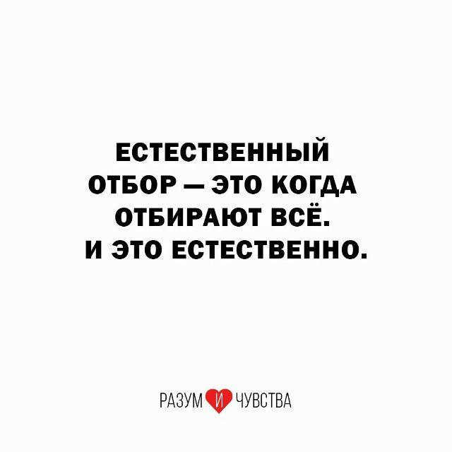 ЕСТЕСТВЕННЫЙ ОТБОР — ЭТО КОГДА ОТБИРАЮТ ВСЁ. И ЭТО ЕСТЕСТВЕННО.