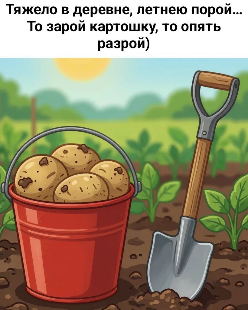 Тяжело в деревне, летнею порой... То зарой картошку, то опять разрой)