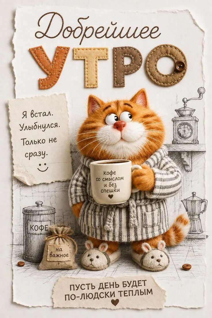 Добрейшее утро. Я встал. Улыбнулся. Только не сразу. :) кофе со смыслом и без спешки. КОФЕ. на важное. ПУСТЬ ДЕНЬ БУДЕТ ПО-ЛЮДСКИ ТЕПЛЫМ