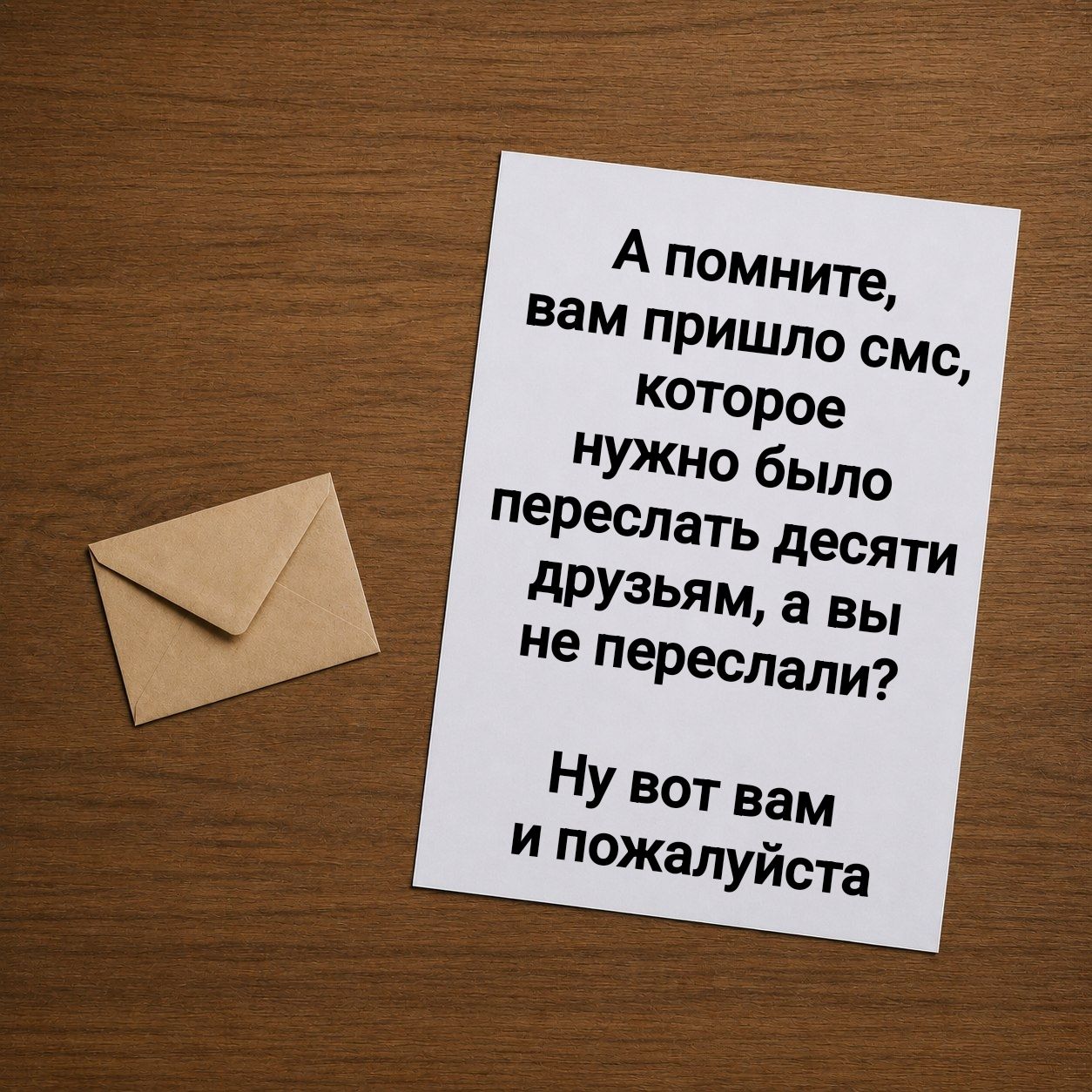 А помните, вам пришло смс, которое нужно было переслать десяти друзьям, а вы не переслали? Ну вот вам и пожалуйста