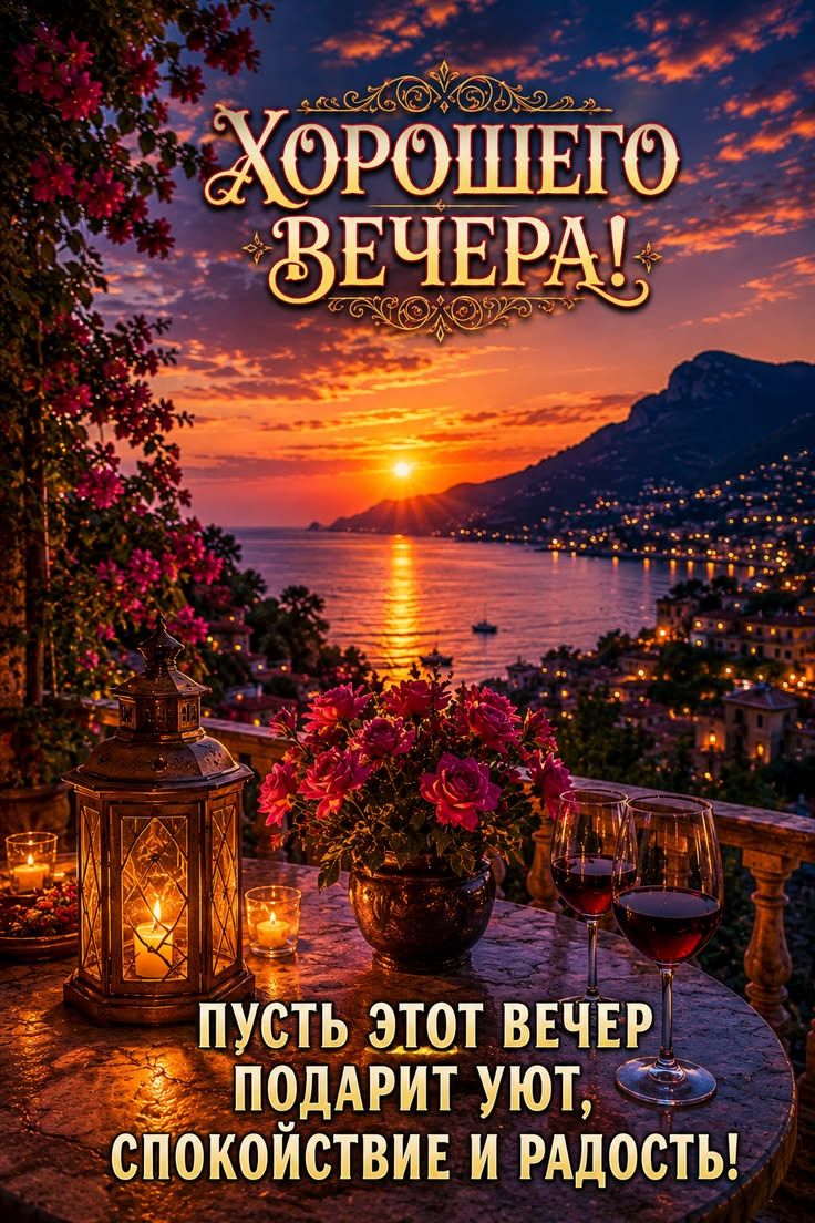 ХОРОШЕГО ВЕЧЕРА! ПУСТЬ ЭТОТ ВЕЧЕР ПОДАРИТ УЮТ, СПОКОЙСТВИЕ И РАДОСТЬ!