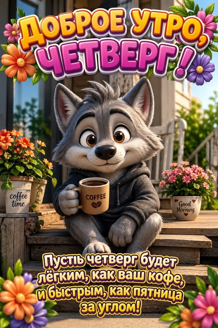 ДОБРОЕ УТРО, ЧЕТВЕРГ! Пусть четверг будет лёгким, как ваш кофе, и быстрым, как пятница за углом! coffee time COFFEE Good Morning