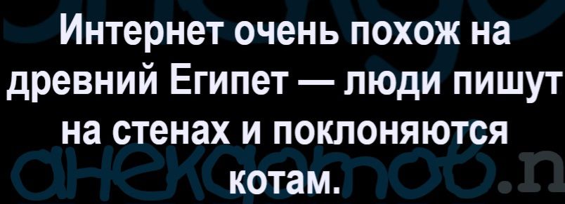 Интернет очень похож на древний Египет — люди пишут на стенах и поклоняются котам.
