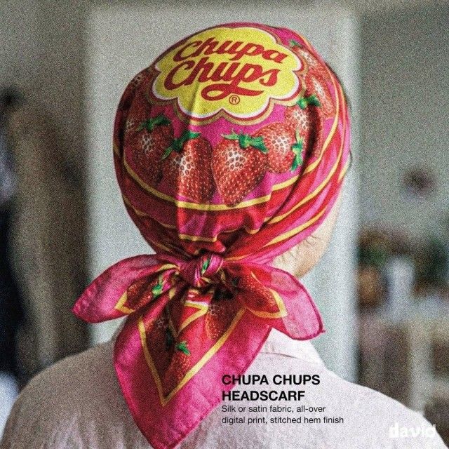 Chupa Chups CHUPA CHUPS HEADSCARF Silk or satin fabric, all-over digital print, stitched hem finish