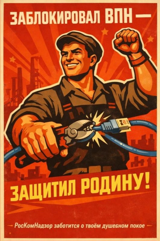 ЗАБЛОКИРОВАЛ ВПН- ЗАЩИТИЛ РОДИНУ! — РоскомНадзор заботится о твоём душевном покое —