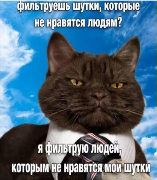 фильтруешь шутки, которые не нравятся людям? я фильтрую людей, которым не нравятся мои шутки