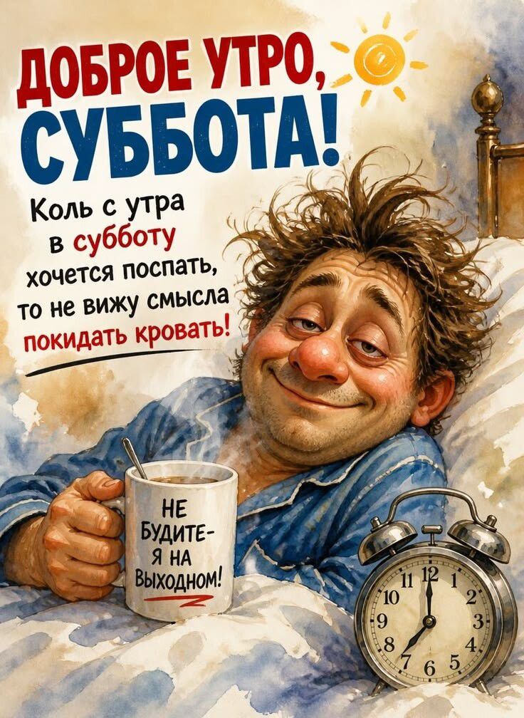ДОБРОЕ УТРО, СУББОТА! Коль с утра в субботу хочется поспать, то не вижу смысла покидать кровать! НЕ будите - я на выходном!