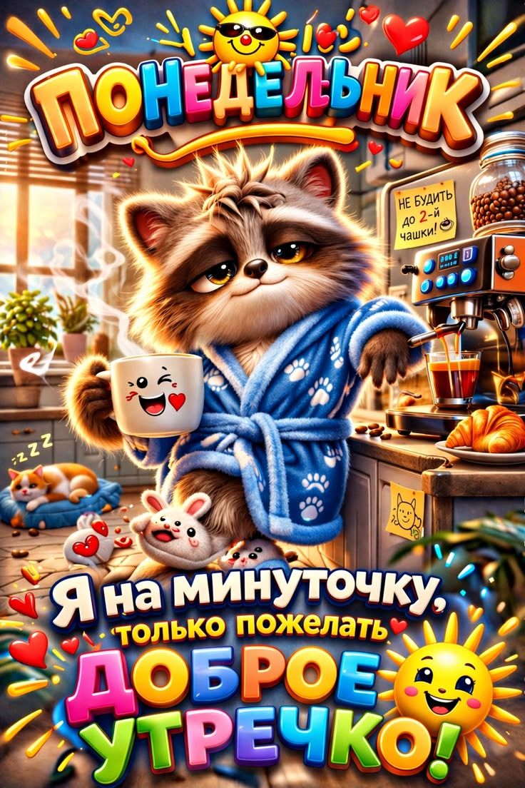 ПОНЕДЕЛЬНИК НЕ БУДИТЬ ДО 2-Й ЧАШКИ! Я на минуточку, только пожелать ДОБРОЕ УТРЕЧКО!