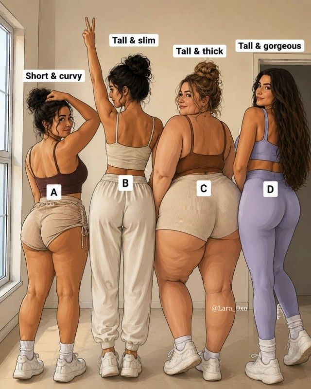 Short & curvy A Tall & slim B Tall & thick C Tall & gorgeous D @Lara_0xo