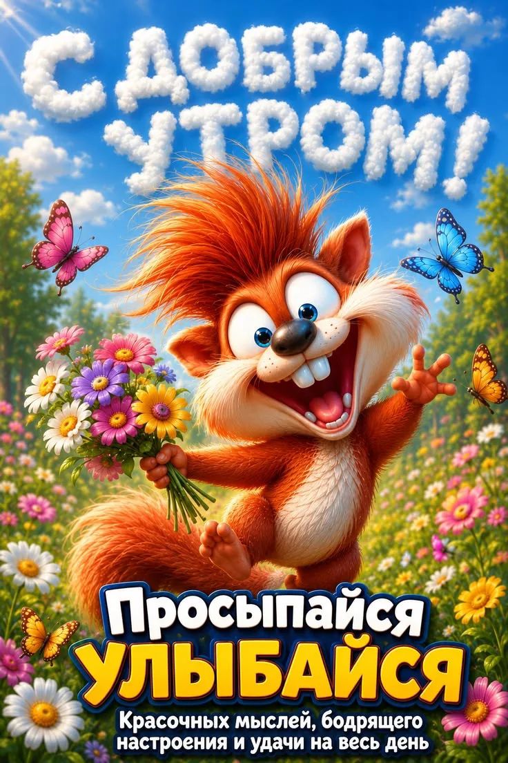С ДОБРЫМ УТРОМ! Просыпайся УЛЫБАЙСЯ Красочных мыслей, бодрящего настроения и удачи на весь день