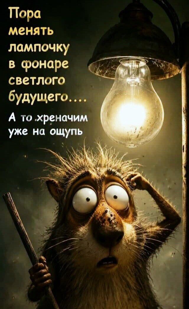 Пора менять лампочку в фонаре светлого будущего.... А то .хреначим уже на ощупь