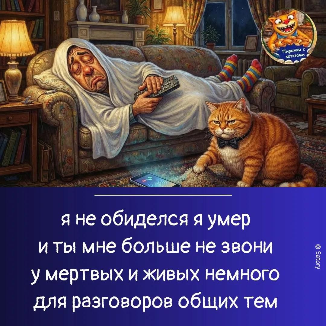 Пирожки с котятами я не обиделся я умер и ты мне больше не звони у мертвых и живых немного для разговоров общих тем © Satory