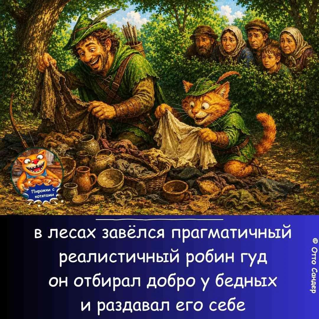 Пирожки с котятами в лесах завёлся прагматичный реалистичный робин гуд он отбирал добро у бедных и раздавал его себе © Отто Сондер