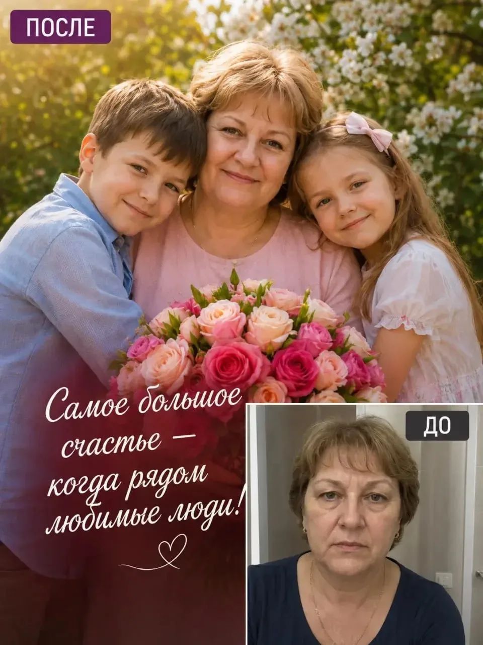ПОСЛЕ Самое большое счастье - когда рядом любимые люди! ДО