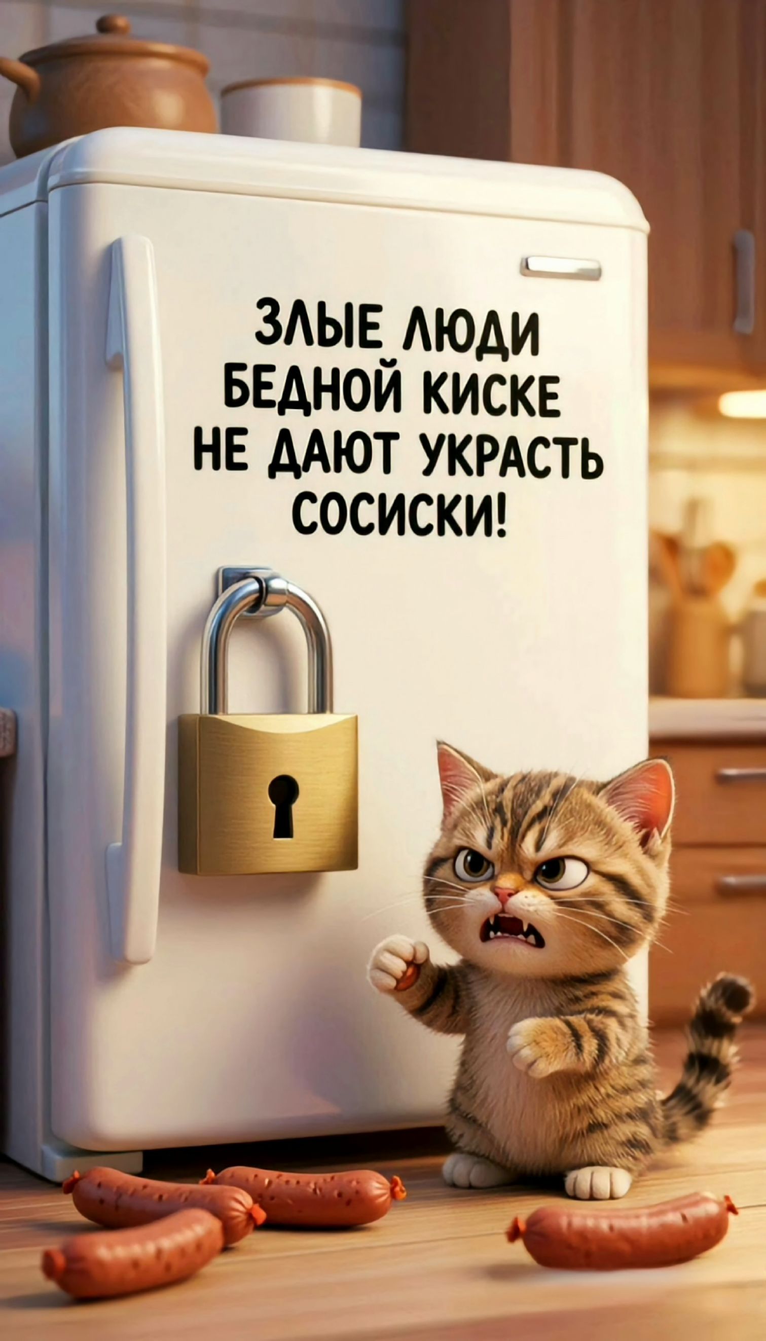 ЗЛЫЕ ЛЮДИ БЕДНОЙ КИСКЕ НЕ ДАЮТ УКРАСТЬ СОСИСКИ!