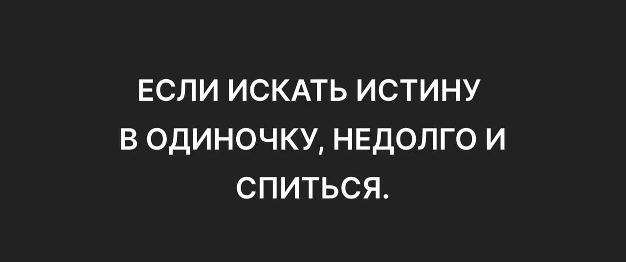 ЕСЛИ ИСКАТЬ ИСТИНУ В ОДИНОЧКУ, НЕДОЛГО И СПИТЬСЯ.