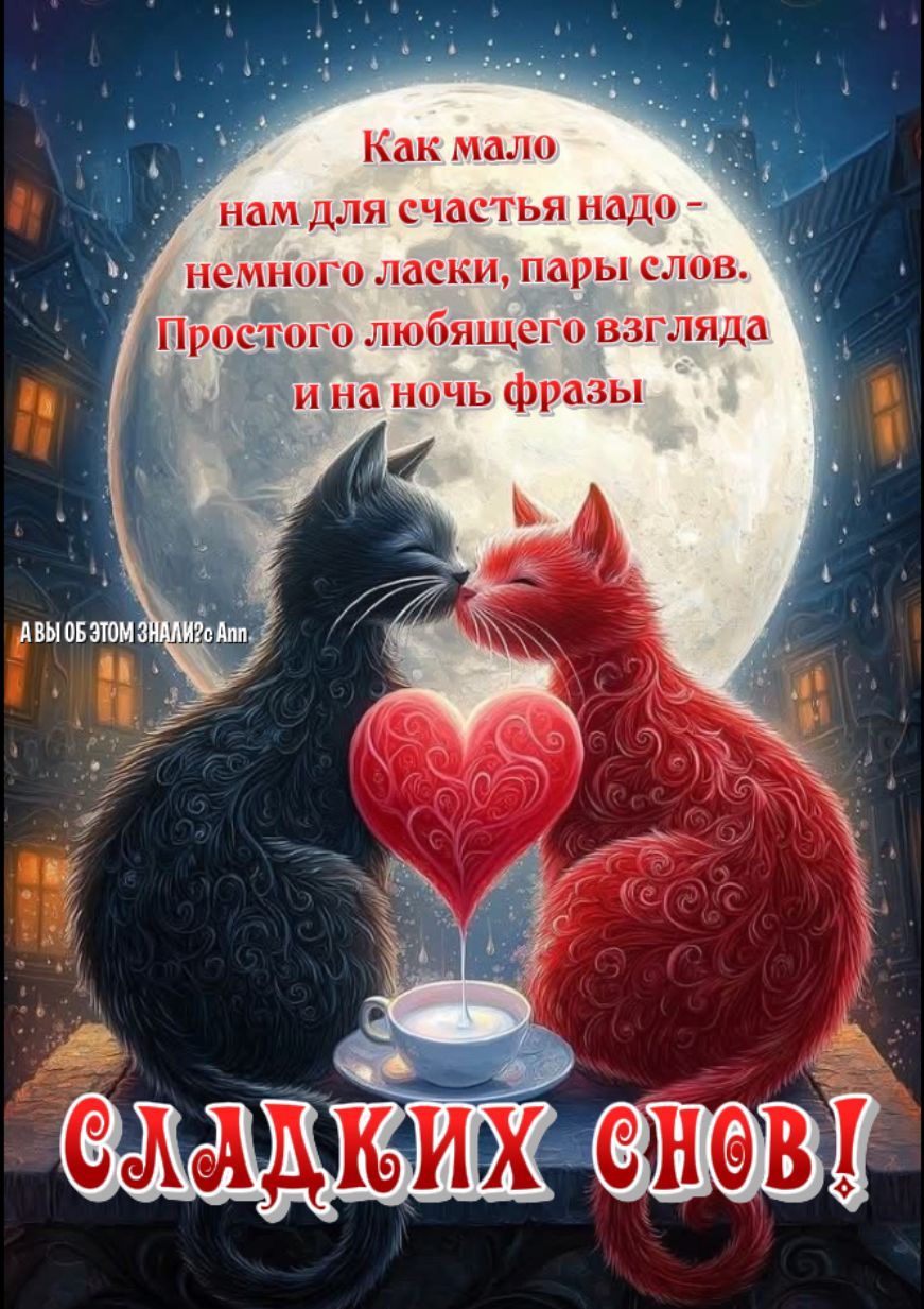 Как мало нам для счастья надо - немного ласки, пары слов. Простого любящего взгляда и на ночь фразы СЛАДКИХ СНОВ!