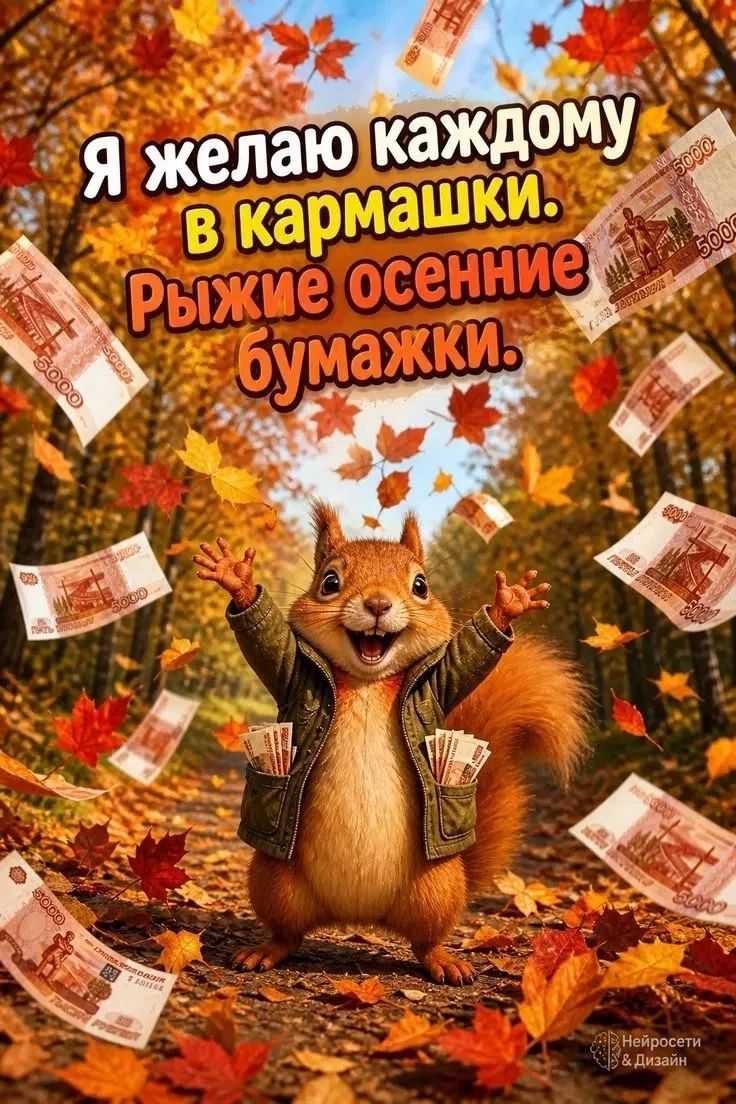 Я желаю каждому в кармашки. Рыжие осенние бумажки.
