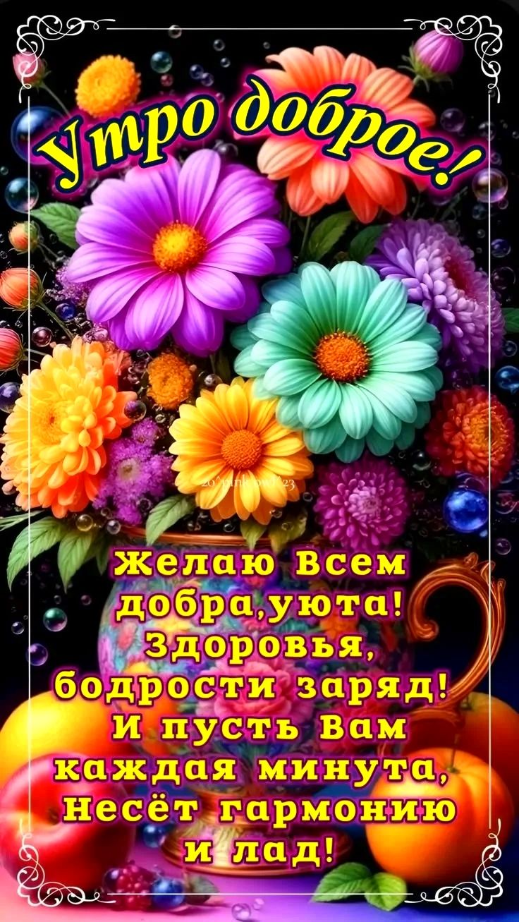 Утро доброе! Желаю всем добра, уюта! Здоровья, бодрости заряд! И пусть Вам каждая минута, несёт гармонию и лад!