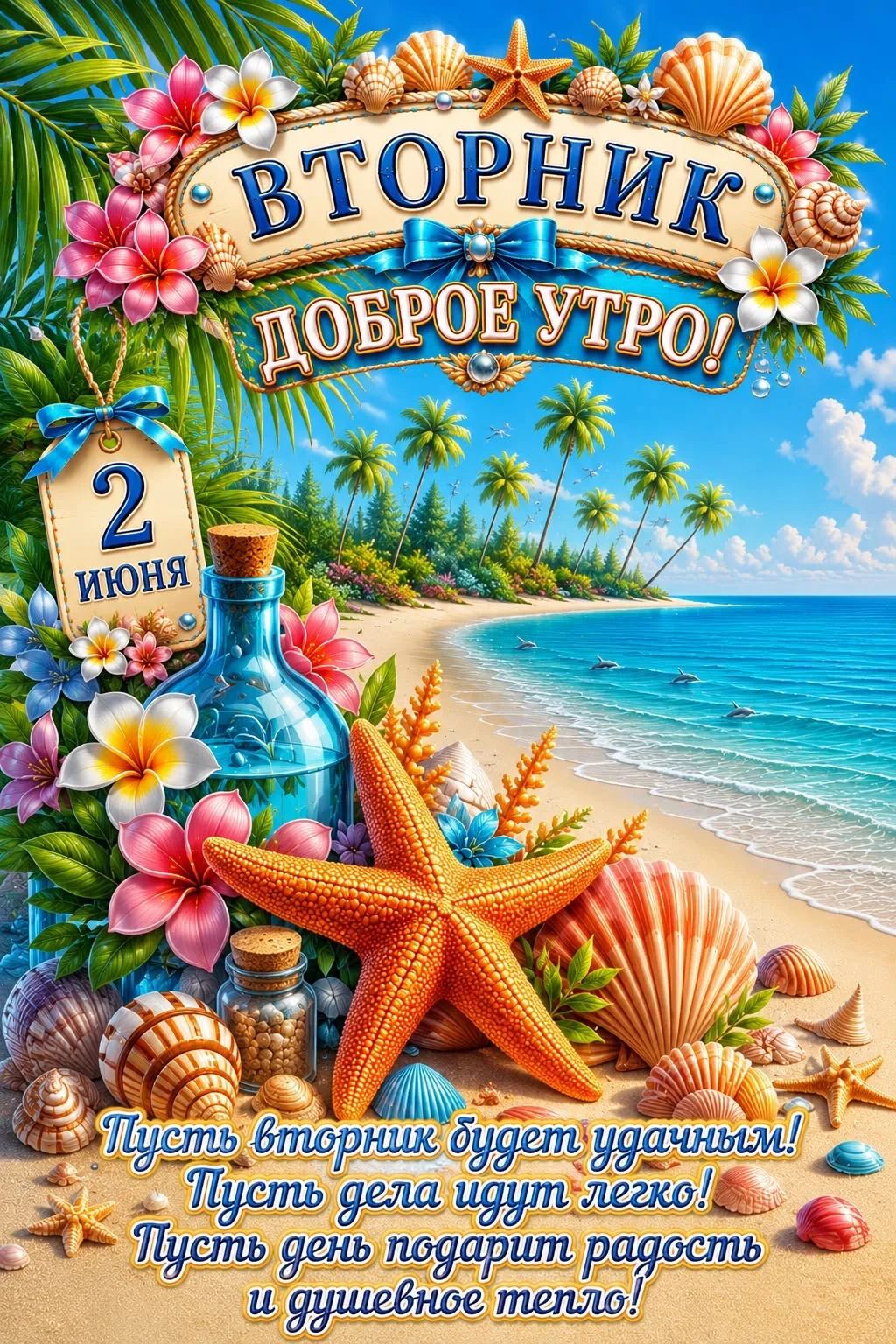 ВТОРНИК ДОБРОЕ УТРО! 2 ИЮНЯ Пусть вторник будет удачным! Пусть дела идут легко! Пусть день подарит радость и душевное тепло!