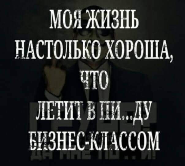 МОЯ ЖИЗНЬ НАСТОЛЬКО ХОРОША, ЧТО ЛЕТИТ В ПИ...ДУ БИЗНЕС-КЛАССОМ