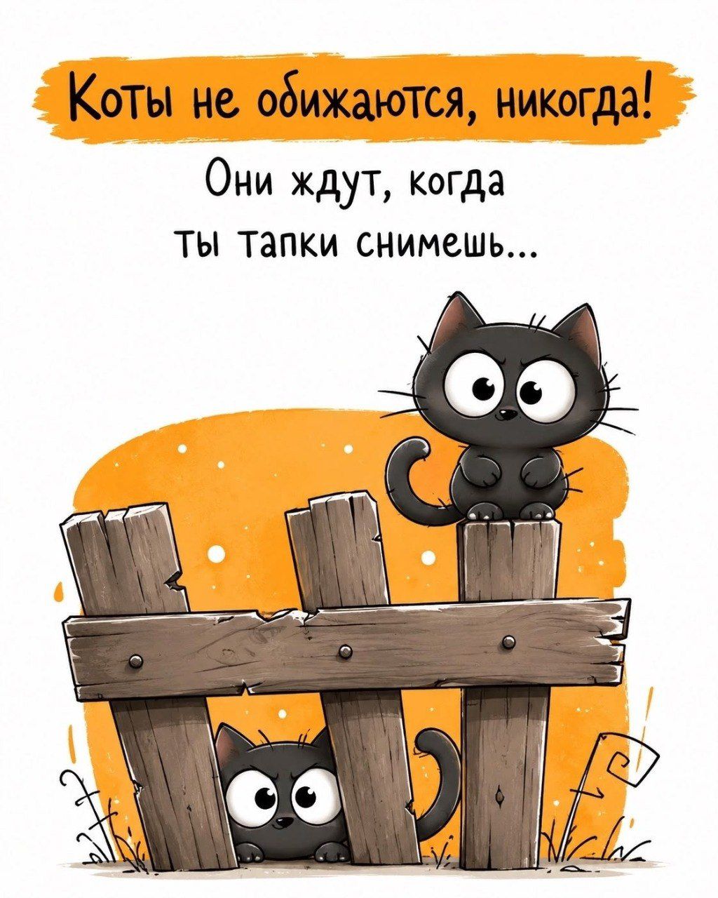 Коты не обижаются, никогда! Они ждут, когда ты тапки снимешь...