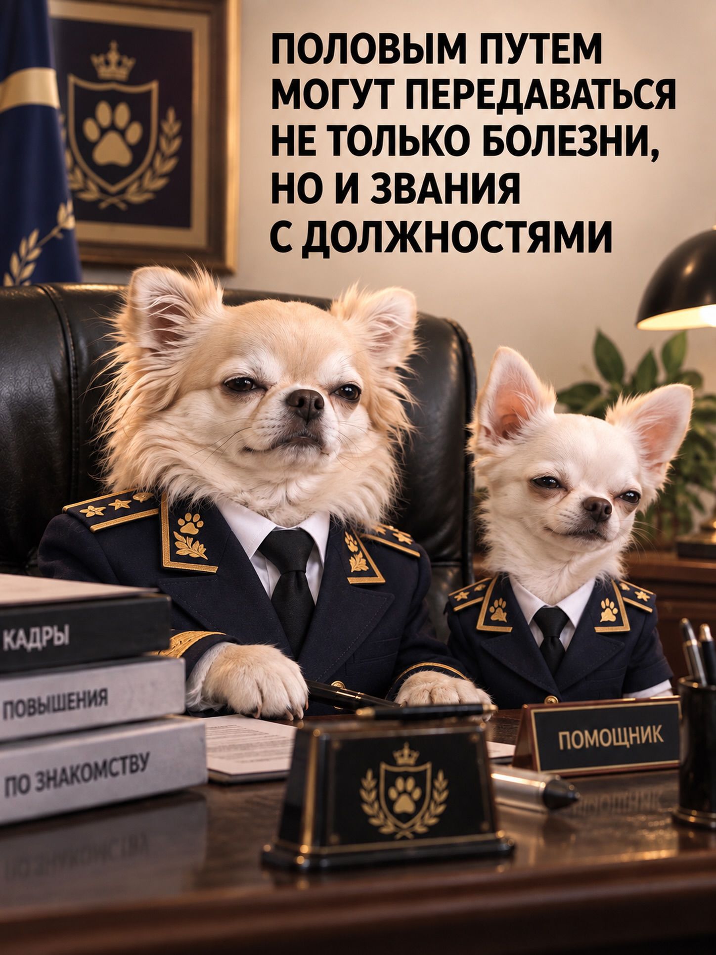 ПОЛОВЫМ ПУТЕМ МОГУТ ПЕРЕДАВАТЬСЯ НЕ ТОЛЬКО БОЛЕЗНИ, НО И ЗВАНИЯ С ДОЛЖНОСТЯМИ. КАДРЫ, ПОВЫШЕНИЯ, ПО ЗНАКОМСТВУ, ПОМОЩНИК.