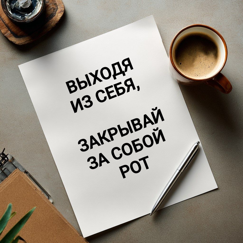 ВЫХОДЯ ИЗ СЕБЯ, ЗАКРЫВАЙ ЗА СОБОЙ РОТ