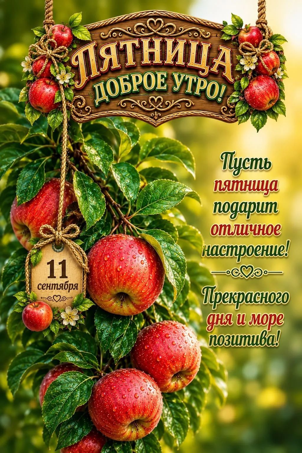 Пятница, доброе утро! 11 сентября. Пусть пятница подарит отличное настроение! Прекрасного дня и море позитива!