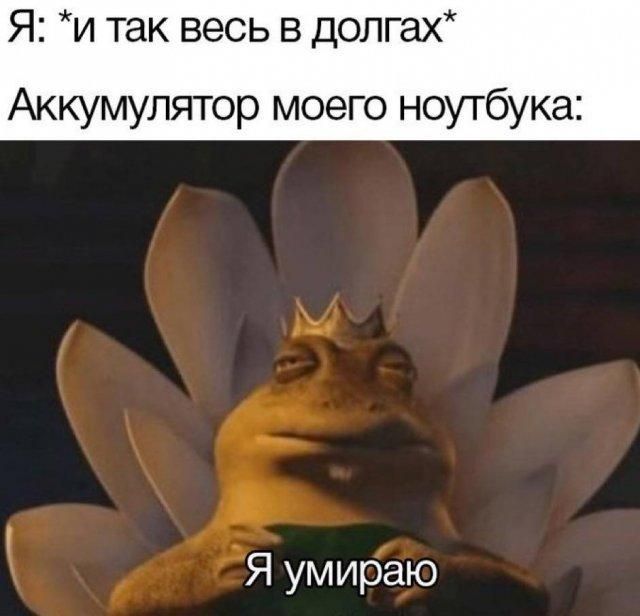 Я: *и так весь в долгах*
Аккумулятор моего ноутбука:
Я умираю