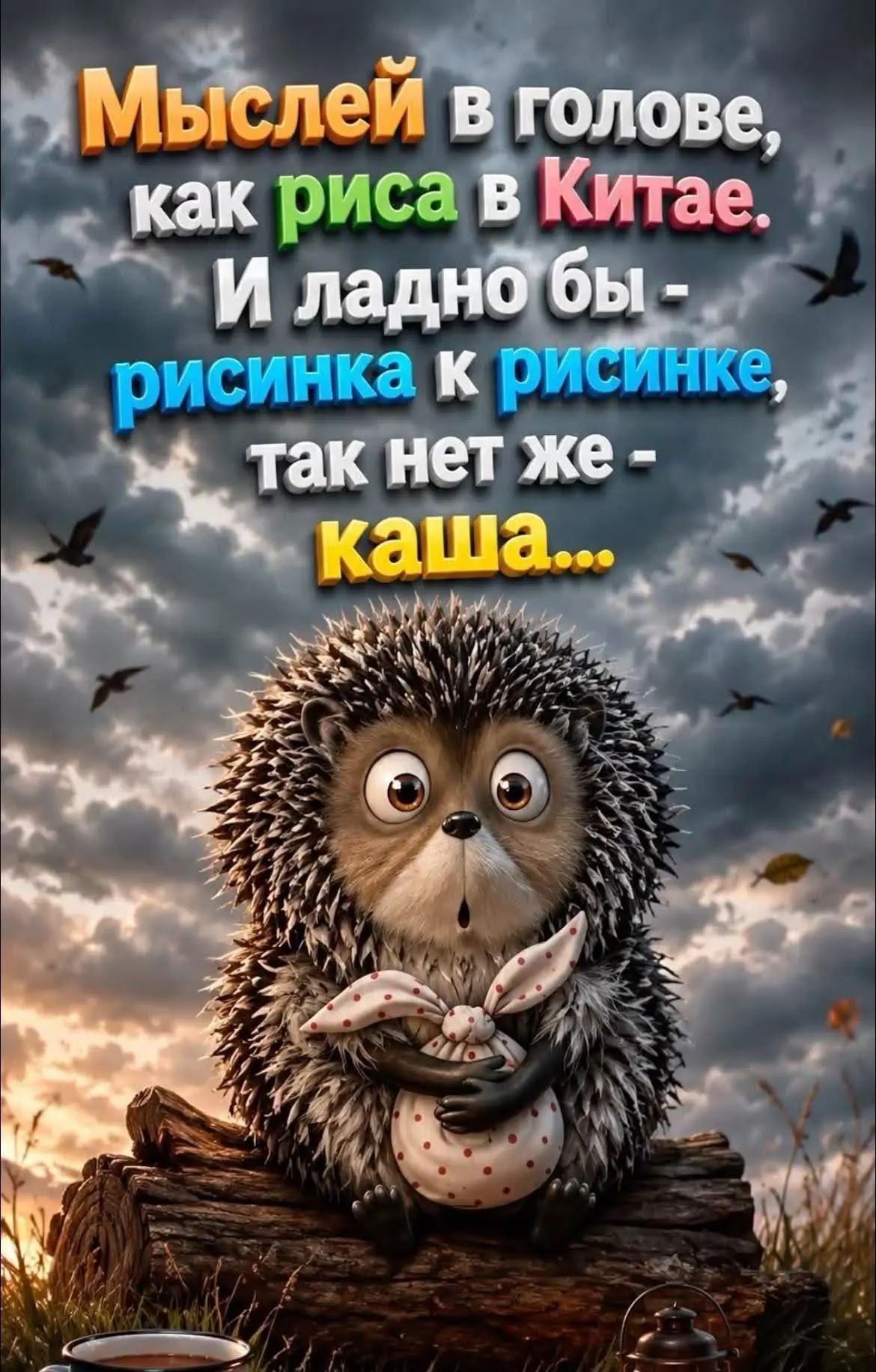 Мыслей в голове, как риса в Китае. И ладно бы - рисинка к рисинке, так нет же - каша...