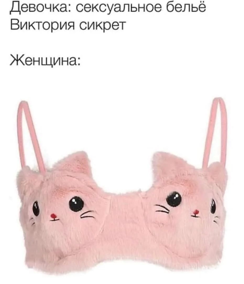 Девочка: сексуальное бельё Виктория сикрет Женщина: [картинка плюшевого бюстгальтера с мордочками котиков]