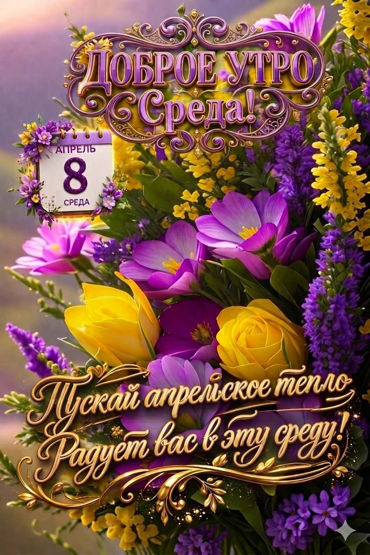 ДОБРОЕ УТРО Среда! АПРЕЛЬ 8 СРЕДА Пускай апрельское тепло Радует вас в эту среду!