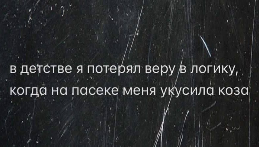 в детстве я потерял веру в логику, когда на пасеке меня укусила коза