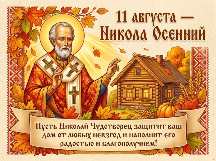 11 августа — Никола Осенний. Пусть Николай Чудотворец защитит ваш дом от любых невзгод и наполнит его радостью и благополучием!