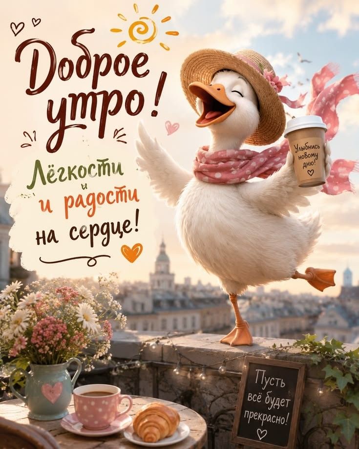 Доброе утро! Лёгкости и радости на сердце! Улыбнись новому дню! Пусть всё будет прекрасно!