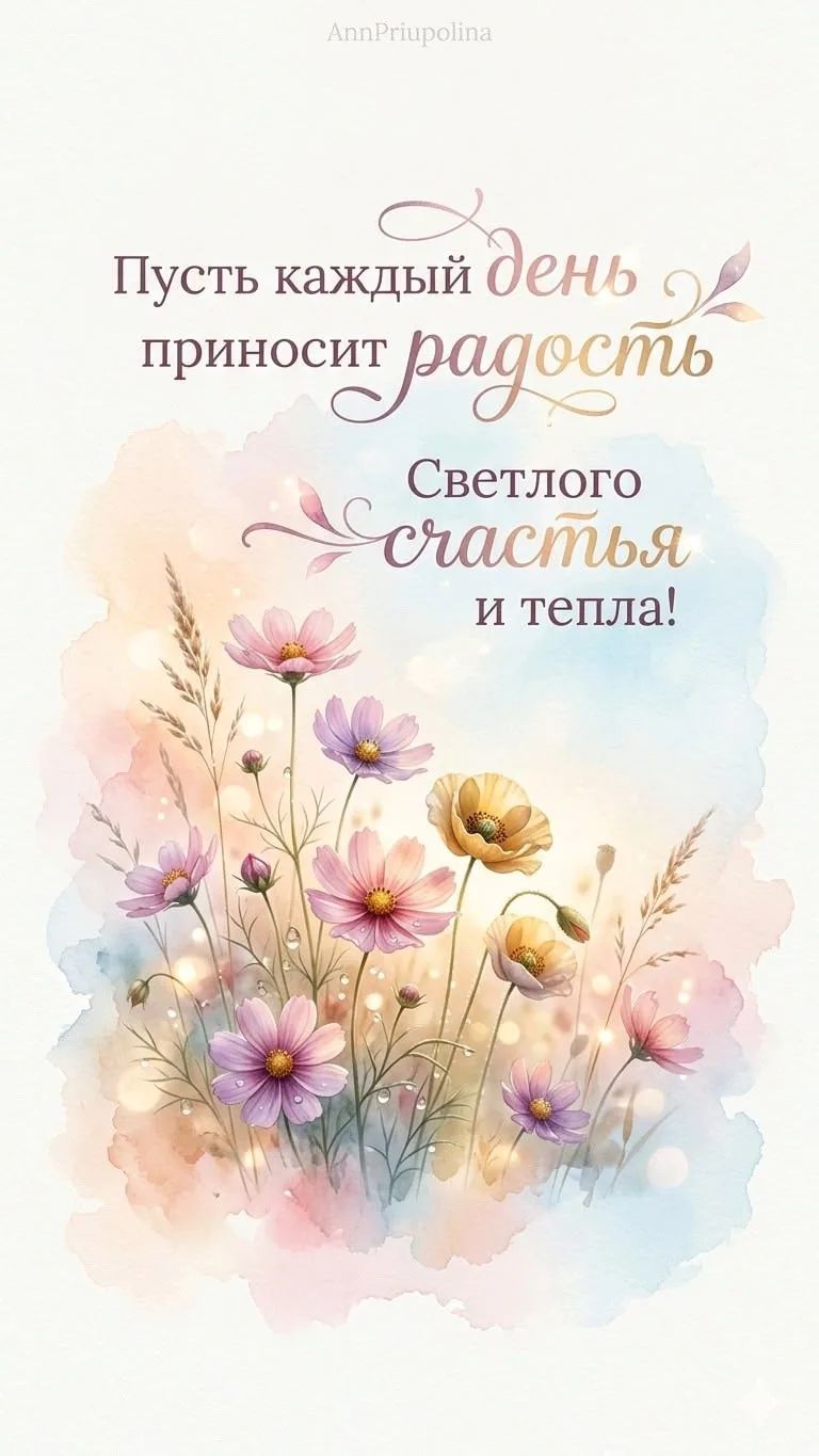 Пусть каждый день приносит радость Светлого счастья и тепла!