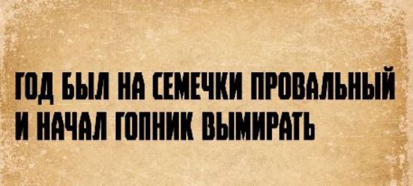 Год был на семечки провальный и начал гопник вымирать