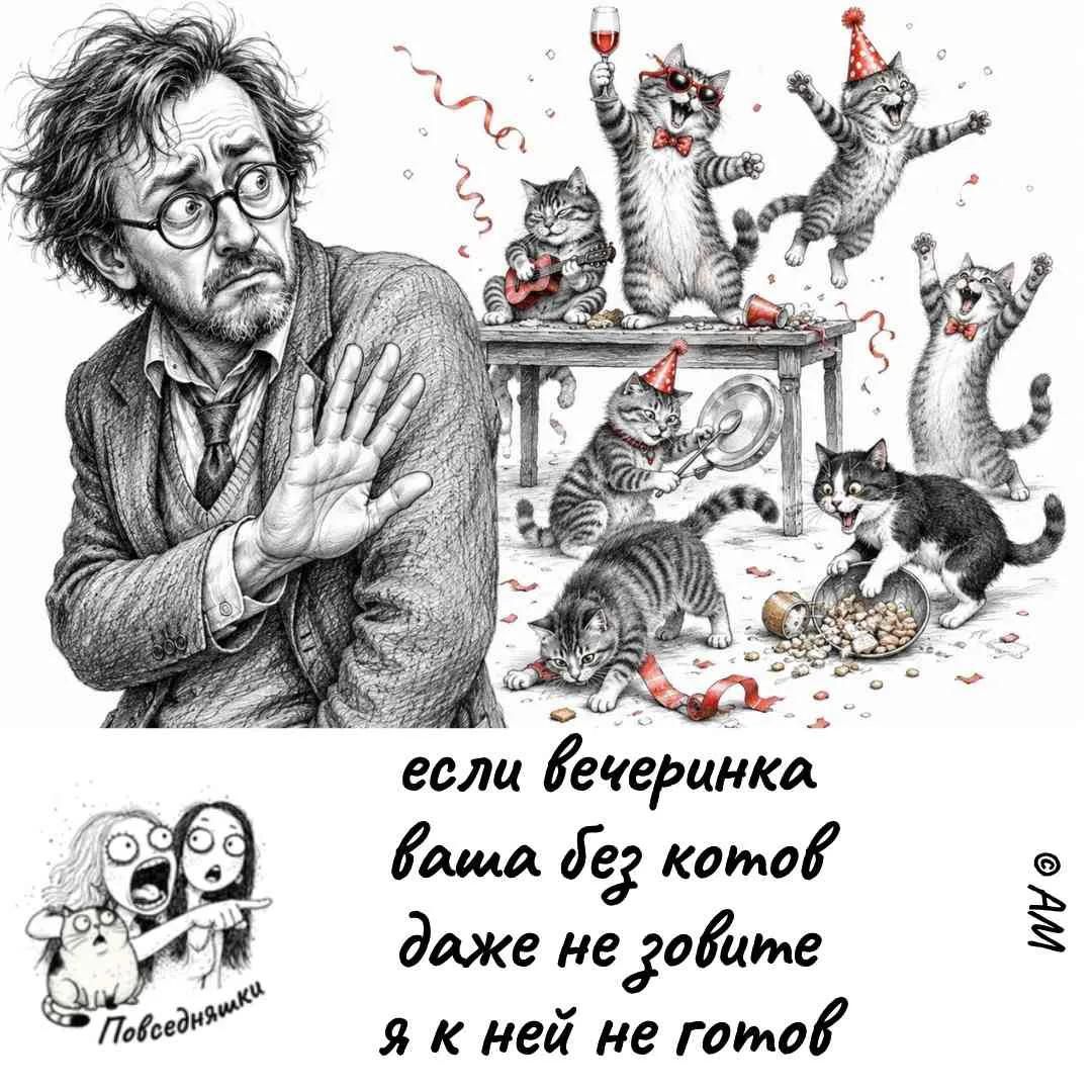 если вечеринка ваша без котов даже не зовите я к ней не готов