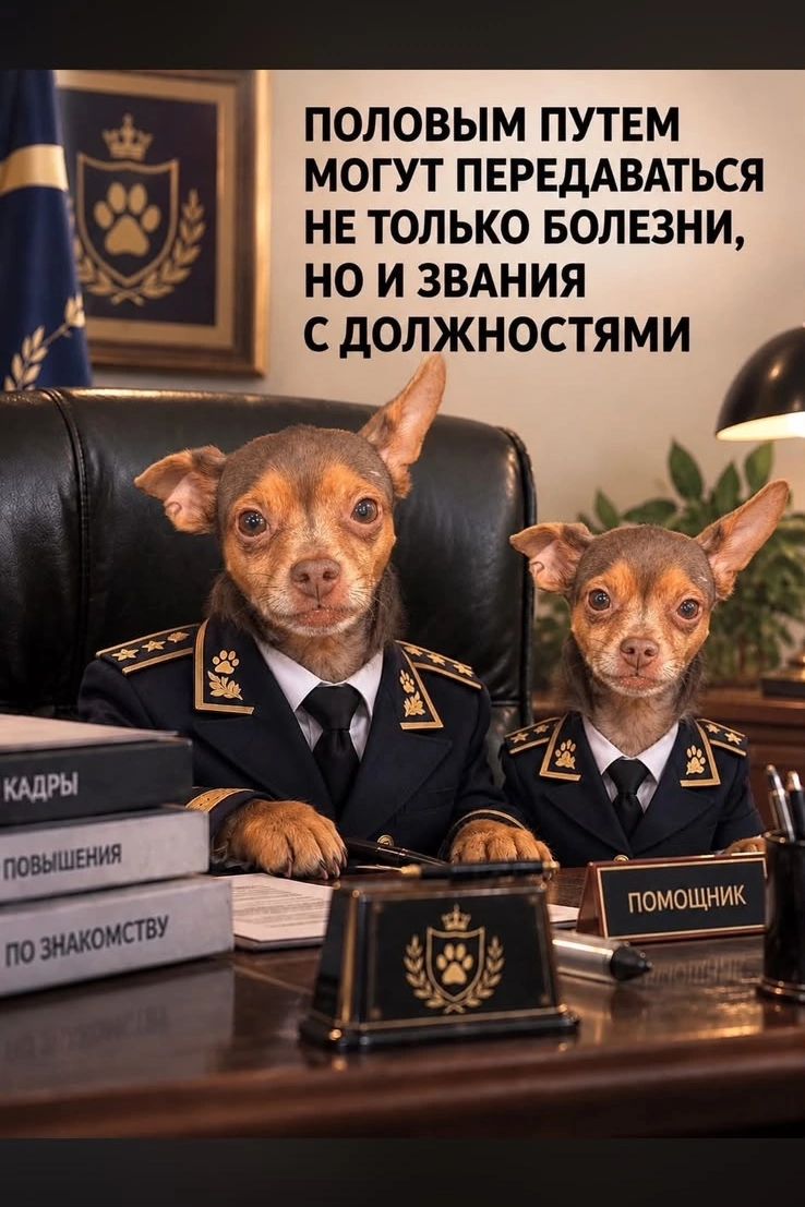 ПОЛОВЫМ ПУТЕМ МОГУТ ПЕРЕДАВАТЬСЯ НЕ ТОЛЬКО БОЛЕЗНИ, НО И ЗВАНИЯ С ДОЛЖНОСТЯМИ. КАДРЫ, ПОВЫШЕНИЯ, ПО ЗНАКОМСТВУ, ПОМОЩНИК