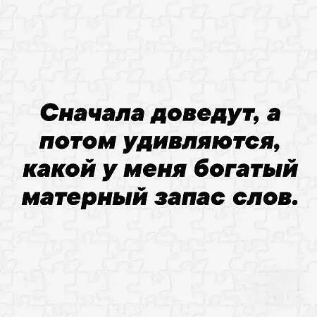 Сначала доведут, а потом удивляются, какой у меня богатый матерный запас слов.