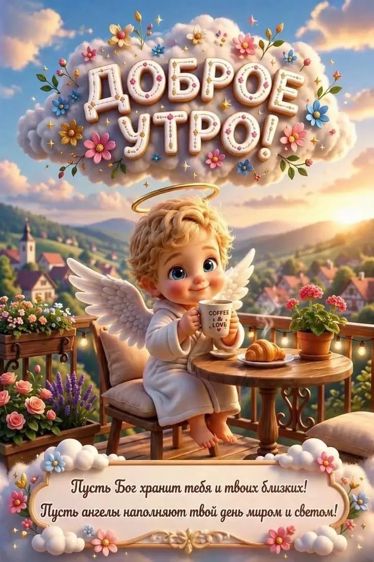 ДОБРОЕ УТРО! COFFEE I & LOVE Пусть Бог хранит тебя и твоих близких! Пусть ангелы наполняют твой день миром и светом!