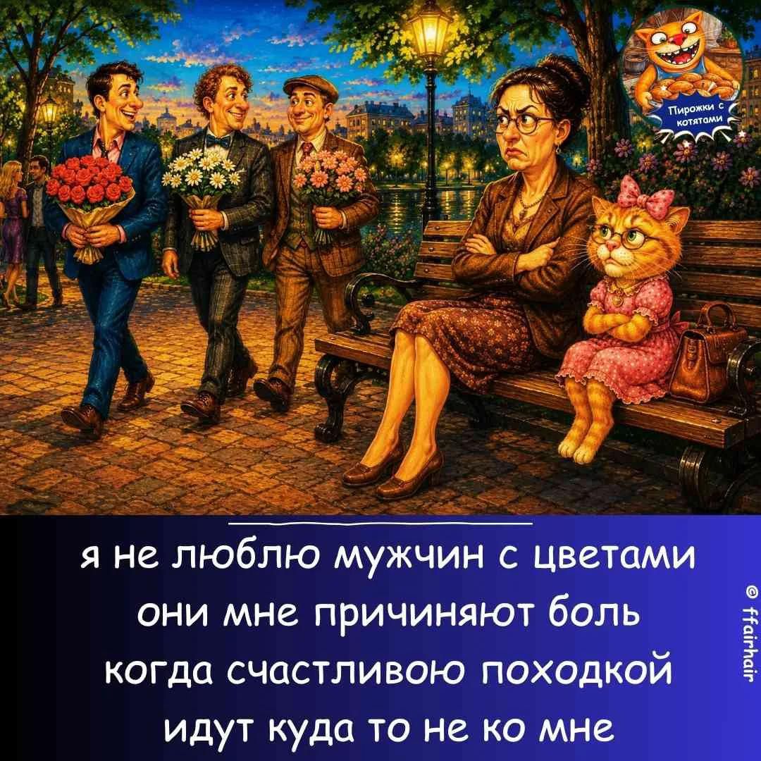 я не люблю мужчин с цветами они мне причиняют боль когда счастливою походкой идут куда то не ко мне Пирожки с котятами